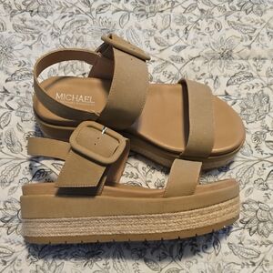 Michael Shannon Beige Platform Sandals